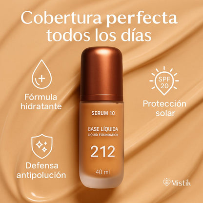 Base Líquida Serum 10® 212 – Luminosidad y Protección Todo el Día