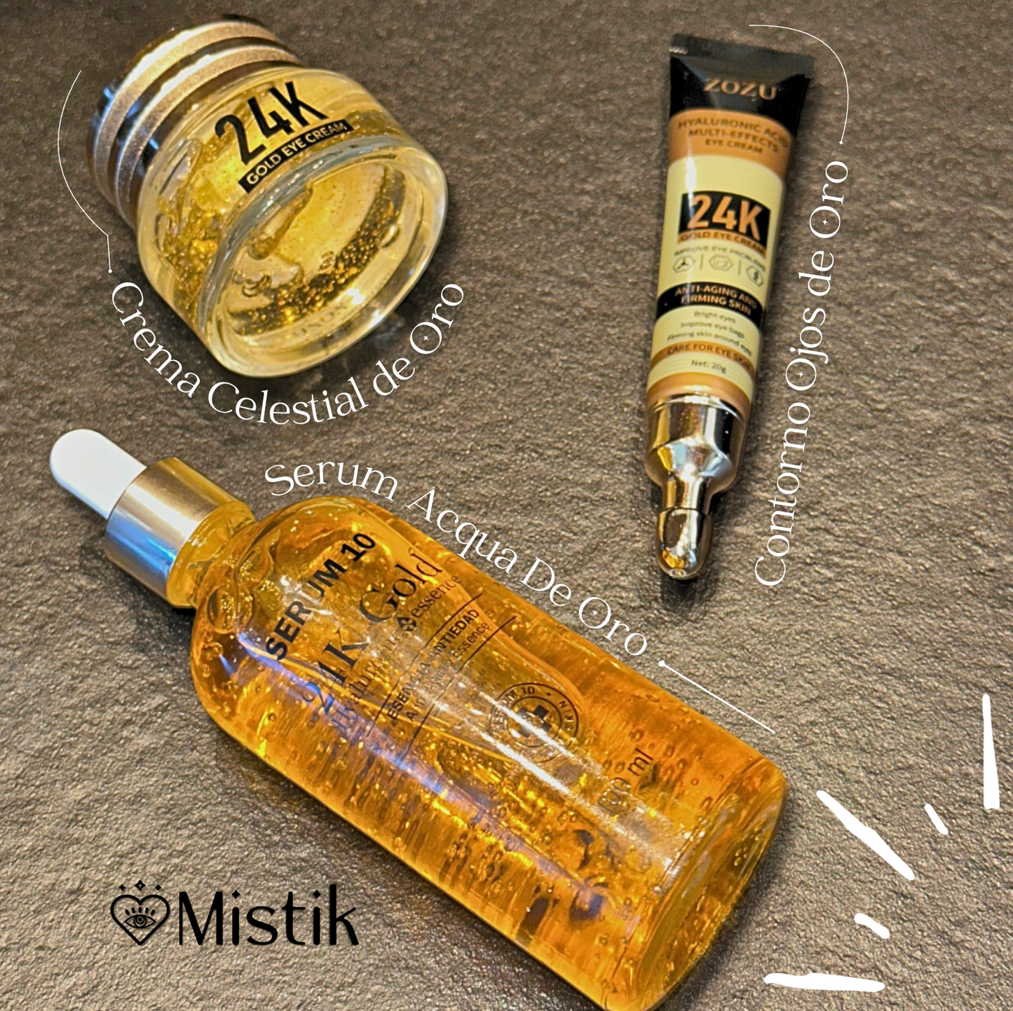 1 Kit Renacer d'Oro 24k - Serum 10, Crema y Contorno de ojos
