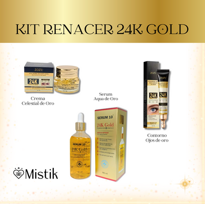 1 Kit Renacer d'Oro 24k - Serum 10, Crema y Contorno de ojos