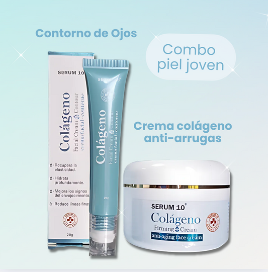 Combo Piel Joven - Crema Antiedad Colágeno Y Contorno de Ojos con Niacinamida SERUM 10