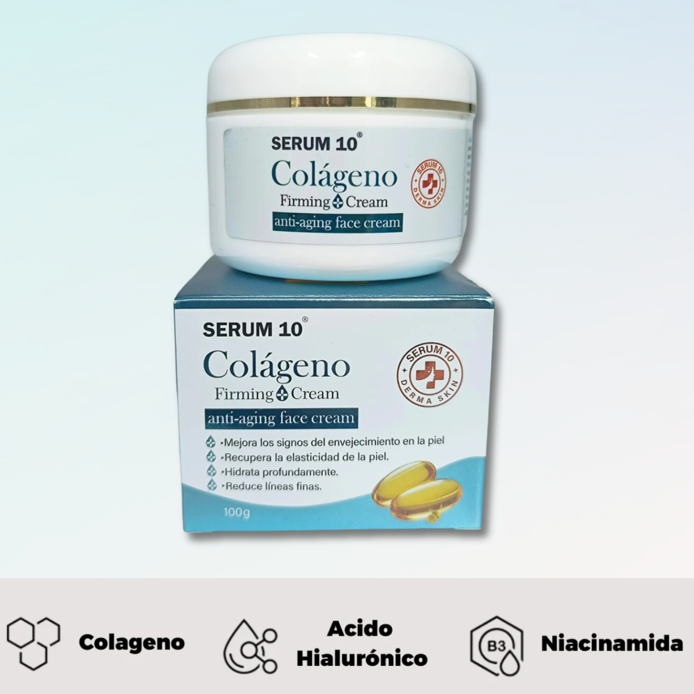 Combo Piel Joven - Crema Antiedad Colágeno Y Contorno de Ojos con Niacinamida SERUM 10